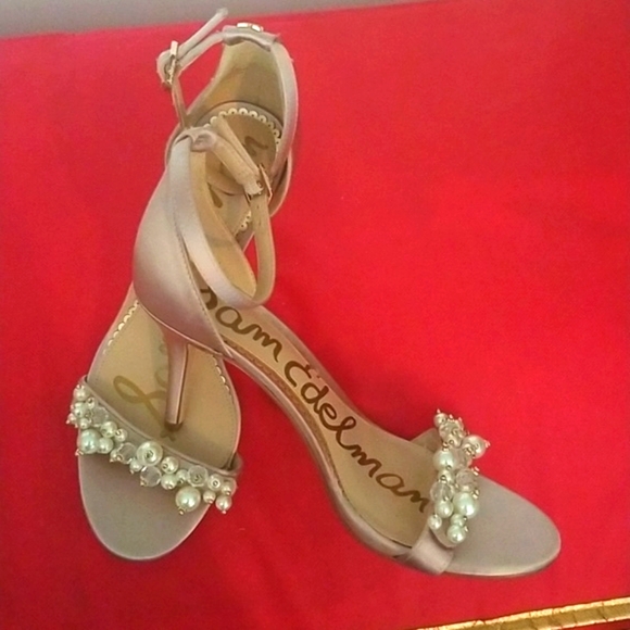 ❤ Sam Edelman Dressy Heel Front Strap w-Pearl Bead - Blush Pink - Picture 7 of 9